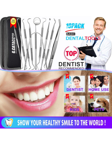 Juego de Herramientas Dentales G.CATACC 10 en 1 con Estuche