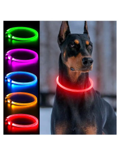 Collar LED Iluminado Dlitk Rojo para Perros Cortable 70 cm