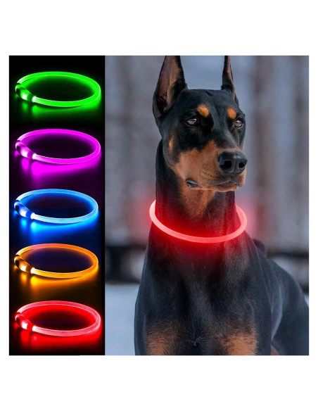 Collar LED Iluminado Dlitk Rojo para Perros Cortable 70 cm
