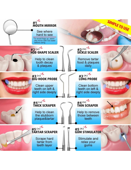 Juego de Herramientas Dentales G.CATACC 10 en 1 con Estuche