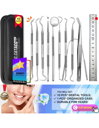 Juego de Herramientas Dentales G.CATACC 10 en 1 con Estuche
