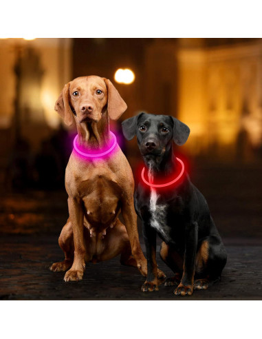 Collar LED Iluminado Dlitk Rojo para Perros Cortable 70 cm