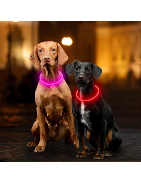 Collar LED Iluminado Dlitk Rojo para Perros Cortable 70 cm