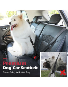 Cinturón de Seguridad para Perros Pawaboo 50,8 cm Negro 2 Pzas 2