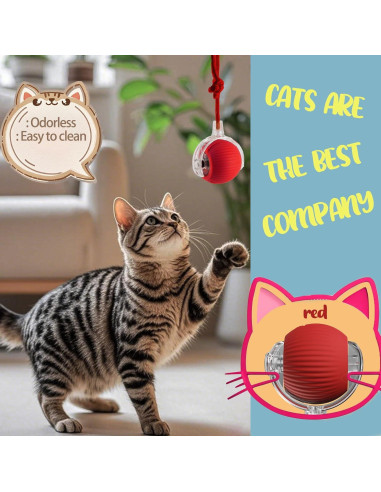 Bola Interactiva para Gatos y Perros KumCinm Roja 5cm