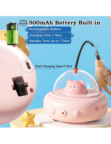 Juguete láser para gatos Hooroor UFO 2 en 1 recargable