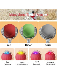 Bola Rodante Inteligente NEYSXYU para Gatos y Perros - Rojo 2