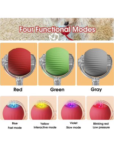 Bola Rodante Inteligente NEYSXYU para Gatos y Perros - Rojo