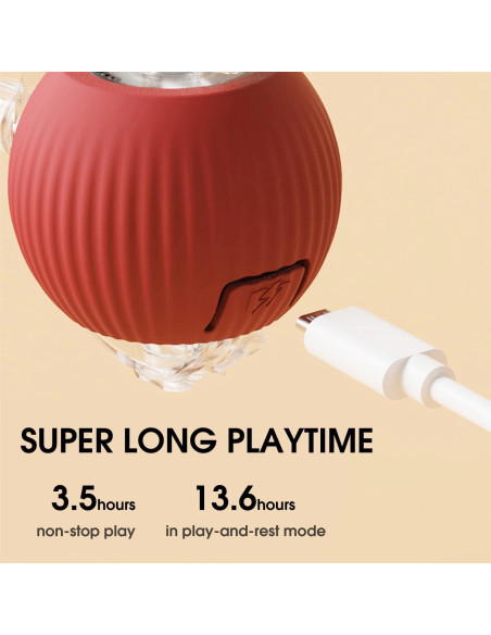 Bola Rodante Inteligente NEYSXYU para Gatos y Perros - Rojo