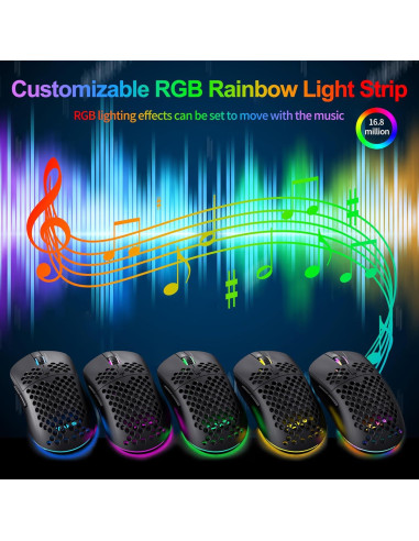 Ratón Gaming TMKB M1SE Ultraligero 75g RGB 12800DPI