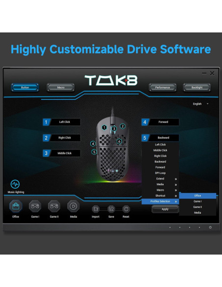 Ratón Gaming TMKB M1SE Ultraligero 75g RGB 12800DPI Ratón Gaming TMKB M1SE Ultraligero 75g RGB 12800DPI