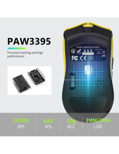 DeLUX M800PRO Ratón Gaming Inalámbrico 26000DPI Amarillo 2