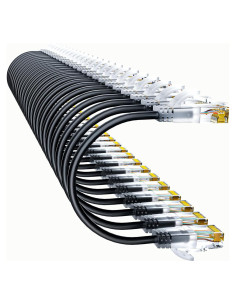 Cables de Parcheo Cat6a 24 Pack 0.15m 10G Cobre Negro