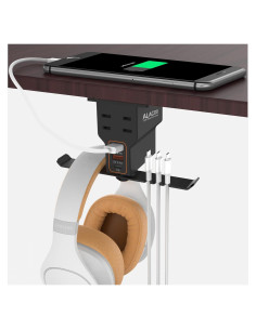 Soporte Doble para Auriculares ALACOO con Carga USB 3 Puertos