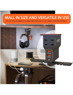 Soporte Doble para Auriculares ALACOO con Carga USB 3 Puertos 2