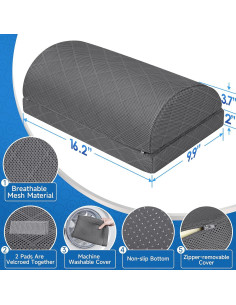 Reposapiés CushZone Ajustable con Funda Removible Gris 2