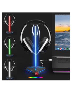 Soporte para Auriculares RGB COZOO con 2 Puertos USB