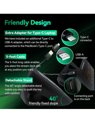 Stream Dock Slim HALCONTORNO para PC y Mac, 15 Teclas Programables