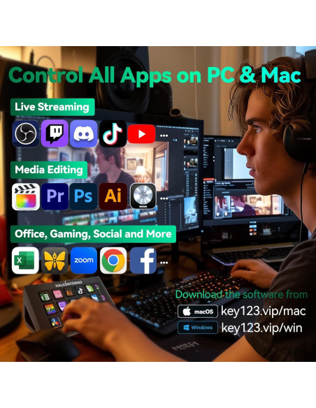 Stream Dock Slim HALCONTORNO para PC y Mac, 15 Teclas Programables