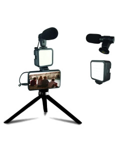 Kit de Vlogging KLIOMAX con Trípode 25,4 cm, Luz LED y Micrófono