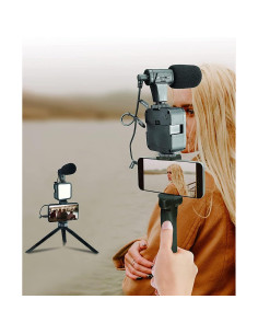 Kit de Vlogging KLIOMAX con Trípode 25,4 cm, Luz LED y Micrófono 2