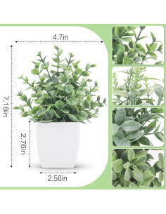 Plantas Artificiales en Macetas Der Rose - 4 Piezas Decorativas 2