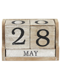 Calendario Perpetuo de Madera Juvale para Escritorio 12,7x10,2cm