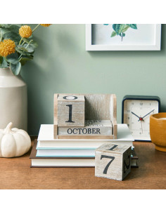 Calendario Perpetuo de Madera Juvale para Escritorio 12,7x10,2cm 2