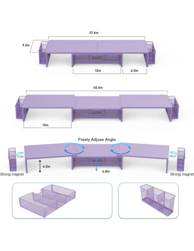 Soporte Doble Monitor Gianotter con Cajón y Sujetapapeles
