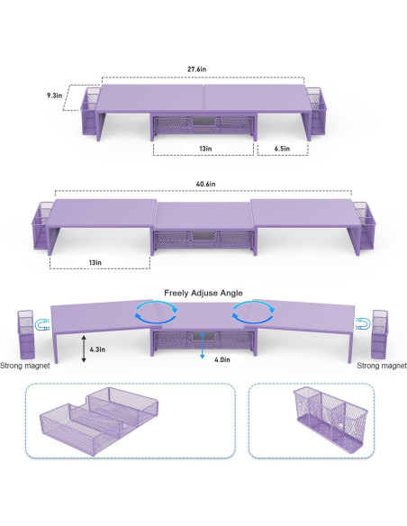 Soporte Doble Monitor Gianotter con Cajón y Sujetapapeles