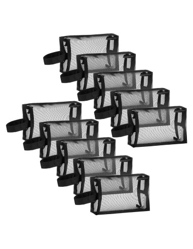 10 Bolsas de Maquillaje de Malla Negra HOFURME 24.9x10.2 cm