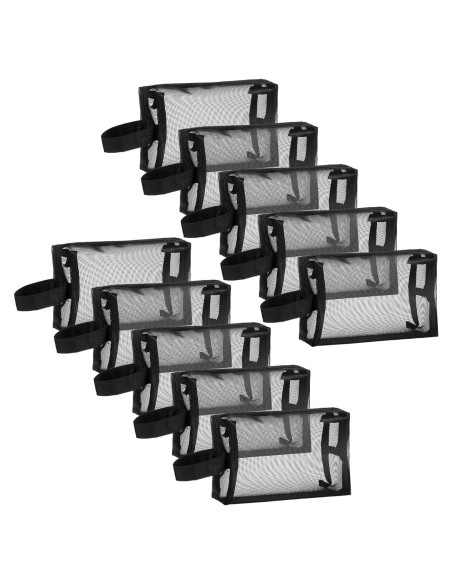 10 Bolsas de Maquillaje de Malla Negra HOFURME 24.9x10.2 cm