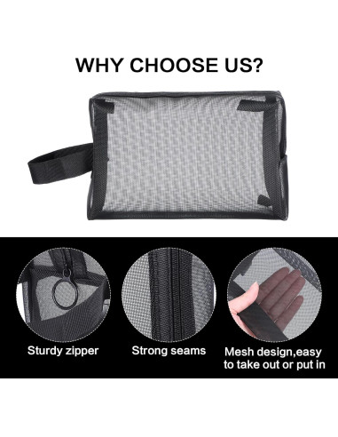 10 Bolsas de Maquillaje de Malla Negra HOFURME 24.9x10.2 cm