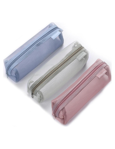 Bolsa de Cosméticos de Malla GIDARY 3PCS Rosa Verde Azul