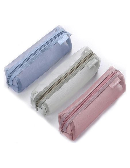 Bolsa de Cosméticos de Malla GIDARY 3PCS Rosa Verde Azul