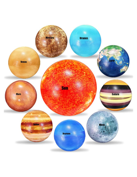 10 Pelotas de Estrés Sistema Solar Dshengoo 25,9x17,8cm