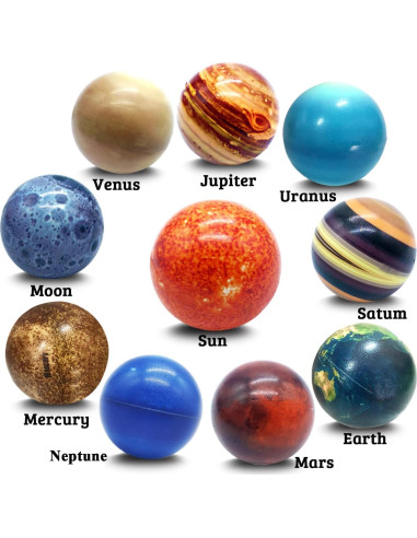 10 Pelotas de Estrés Sistema Solar Dshengoo 25,9x17,8cm
