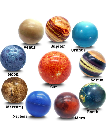 10 Pelotas de Estrés Sistema Solar Dshengoo 25,9x17,8cm