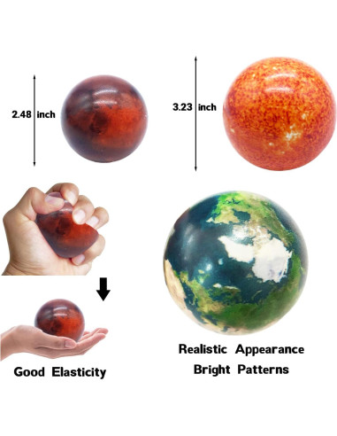 10 Pelotas de Estrés Sistema Solar Dshengoo 25,9x17,8cm
