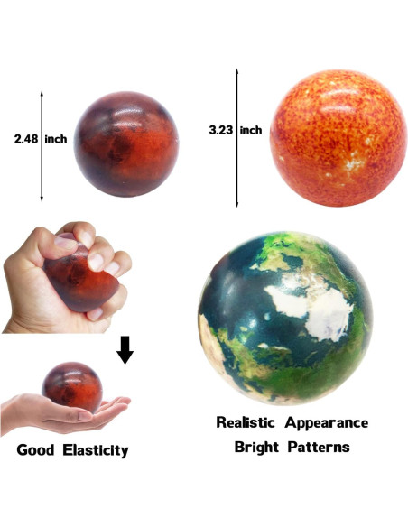 10 Pelotas de Estrés Sistema Solar Dshengoo 25,9x17,8cm