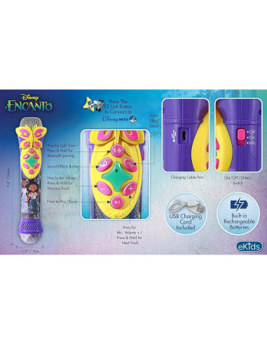 Micrófono Karaoke Bluetooth eKids Disney Encanto con Altavoz
