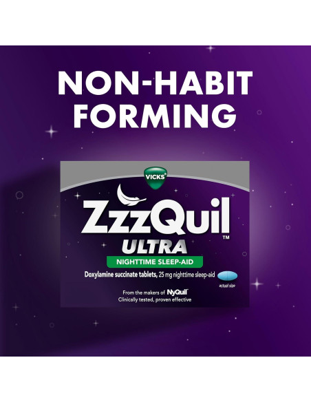 ZzzQuil Ultra Ayuda para Dormir 25mg Doxilamina 48 Tabletas
