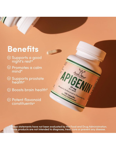 Suplemento de Apigenina 50 mg Double Wood 120 Cápsulas