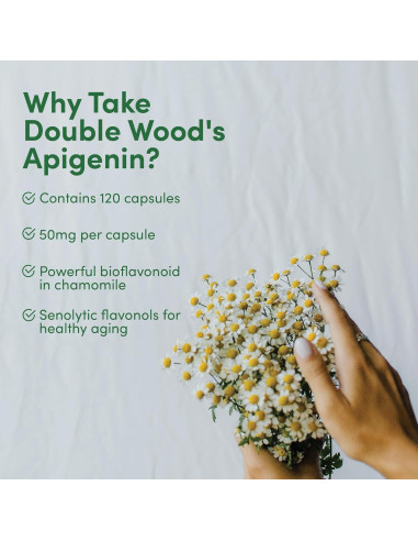 Suplemento de Apigenina 50 mg Double Wood 120 Cápsulas