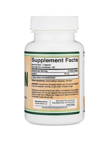 Suplemento de Apigenina 50 mg Double Wood 120 Cápsulas