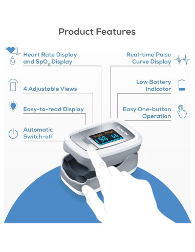 Oxímetro de Pulso Beurer PO30, Monitor de Oxígeno y Pulso