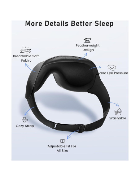 Máscara de Ojos 3D FACEMOON Bloqueo Luz Ajustable 3 Pcs