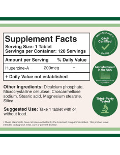 Huperzina A 200 mcg Double Wood 120 Tabletas Suplemento Cerebral 2
