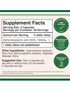 Suplemento AKG 1000mg Double Wood 180 Cápsulas Sin Gluten 2