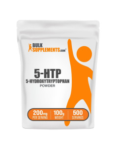 BulkSupplements Polvo 5-HTP 200mg - Suplemento Sin Gluten 100g